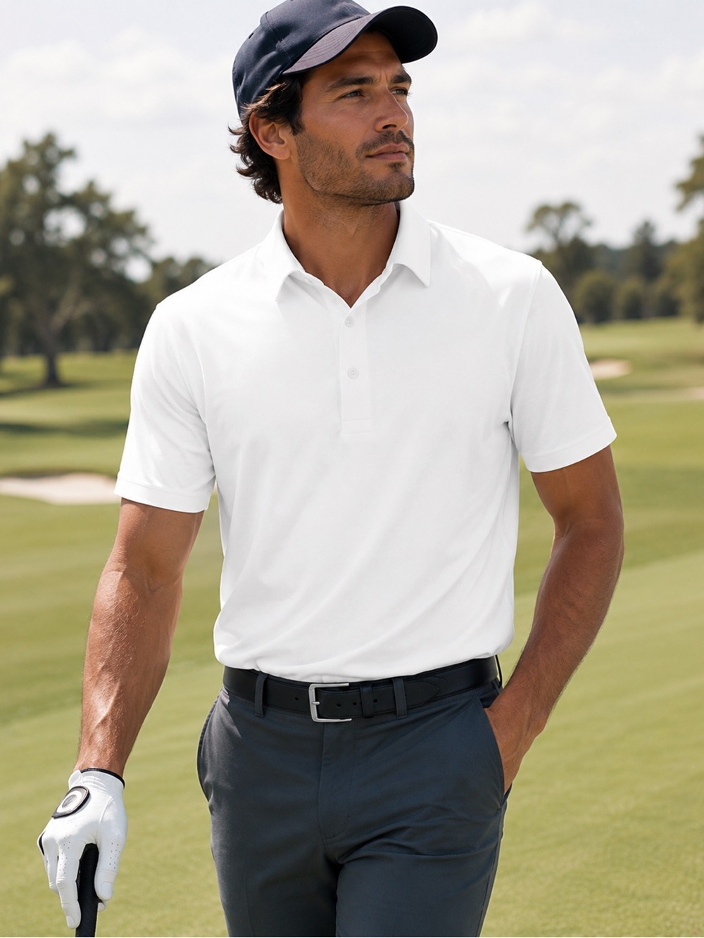 JCrew performance polo shirt in white, sz XL